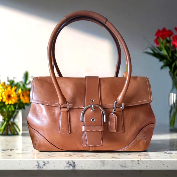 Coach Handbags - COACH Hampton Caramel Leather Vintage Satchel Bag